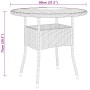 Graues 3-tlg. vidaXL Garten-Bistro-Set aus Poly Rattan, bestehend aus Tisch und Stühlen.