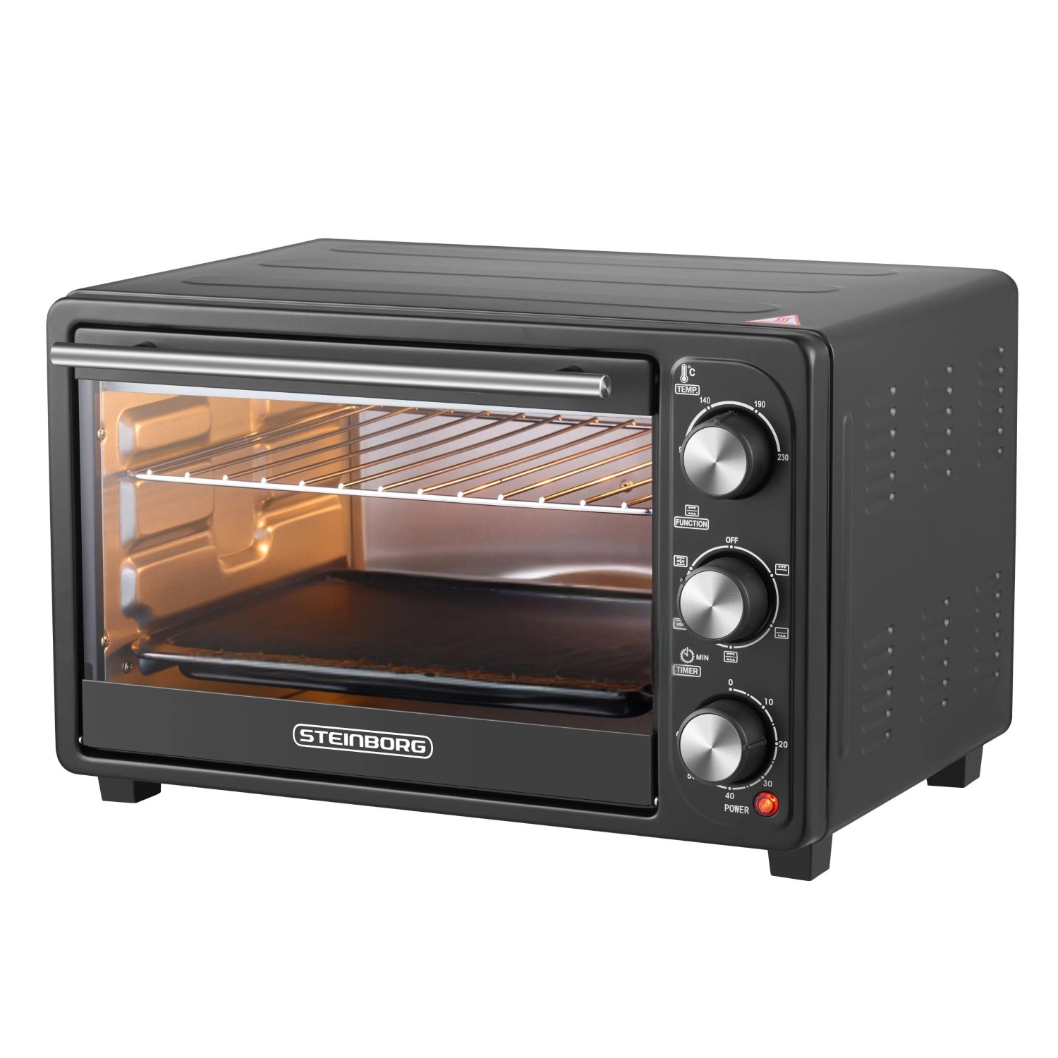 Steinborg SB-3023 Minibackofen mit Umluft 25 Liter 1500 Watt Schwarz