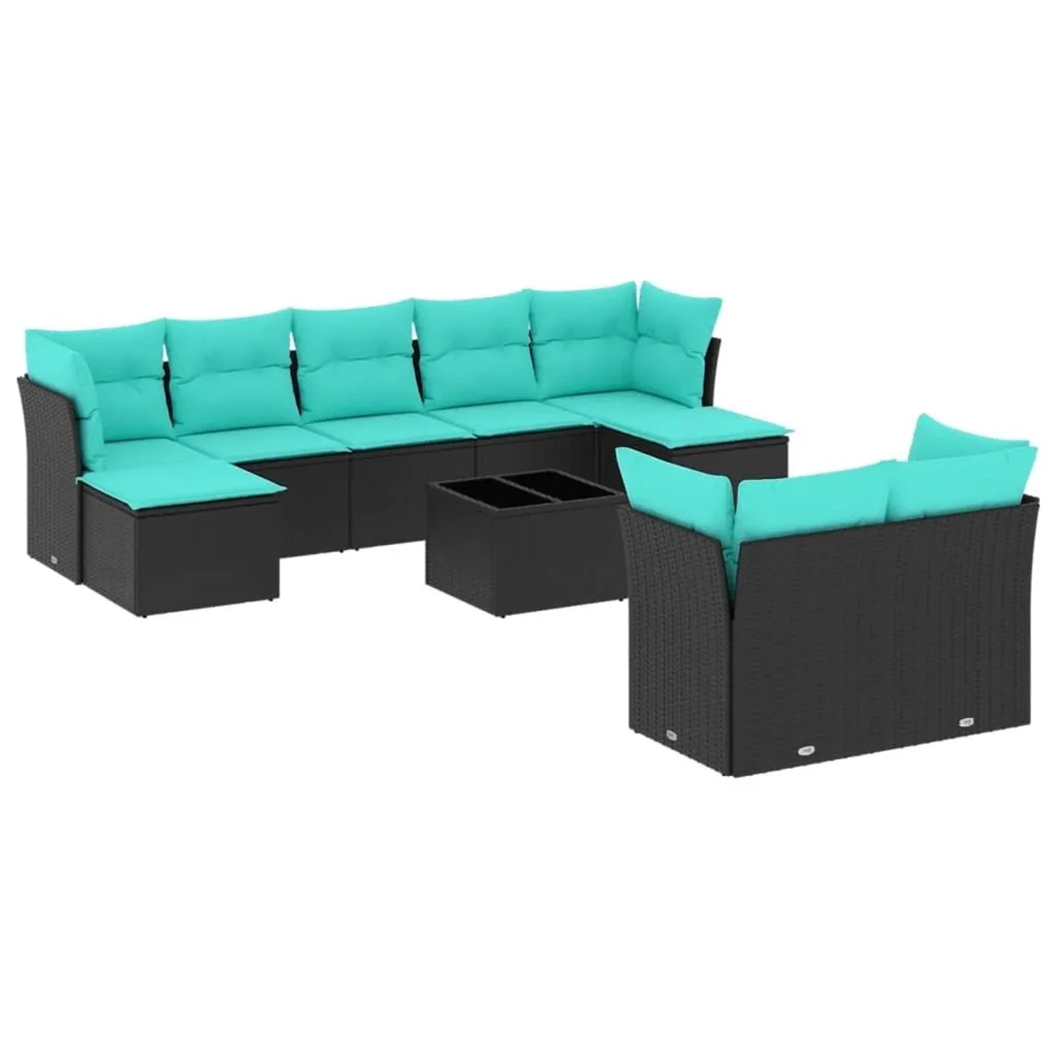 vidaXL 10-Tlg Gartensofa-Set mit Kissen Schwarz Polyrattan 3218317 günstig online kaufen