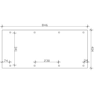 Technische Zeichnung Skan Holz Carport Emsland Caravan, Maße 404x846cm.