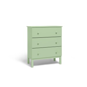 Hellgrüne Kommode mit drei Schubladen, renoviert mit Schöner Wohnen pep up Möbellack.