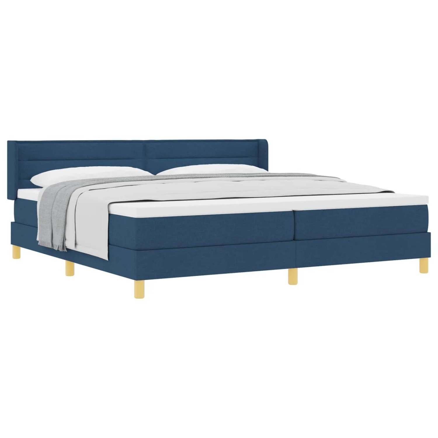 vidaXL Boxspringbett mit Matratze mit Kopfteil Blau 200 x 200 cm Stoff 3341257