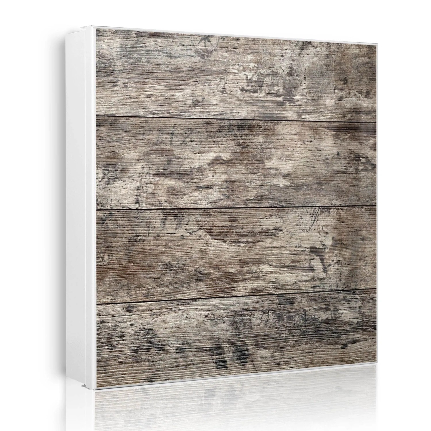 Banjado Großer Schlüsselkasten Metall 30x30cm Weiß Scharnier Links 50 Haken Beschreibbar Magnetisch Motiv Alte Planken