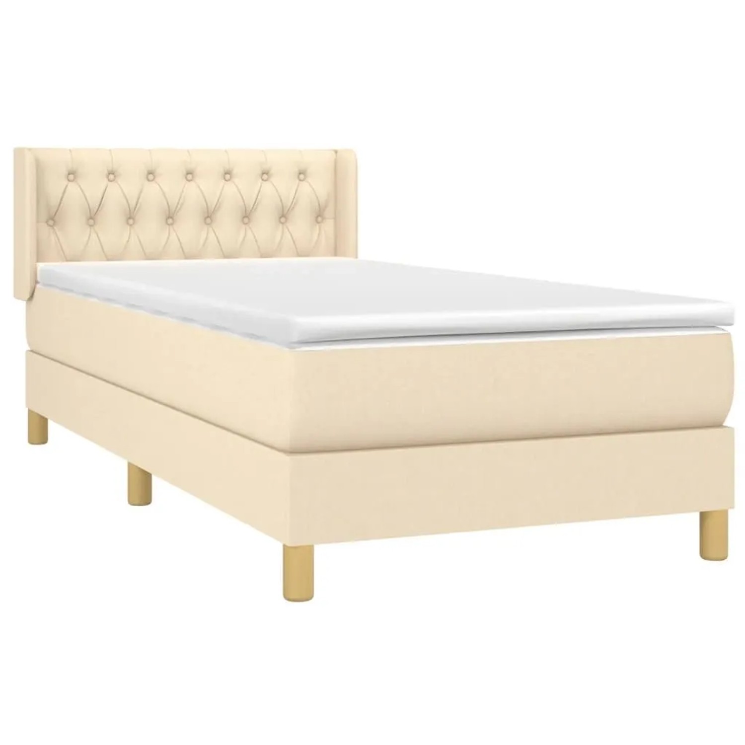 vidaXL Boxspringbett mit Matratze Creme 90x200 cm Stoff 3130486