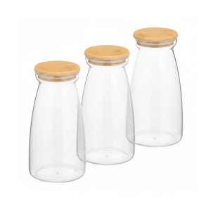 Relaxdays Vorratsgläser 3er Set Glas Transparent Luftdicht 21,5 cm x 12 cm 340 g