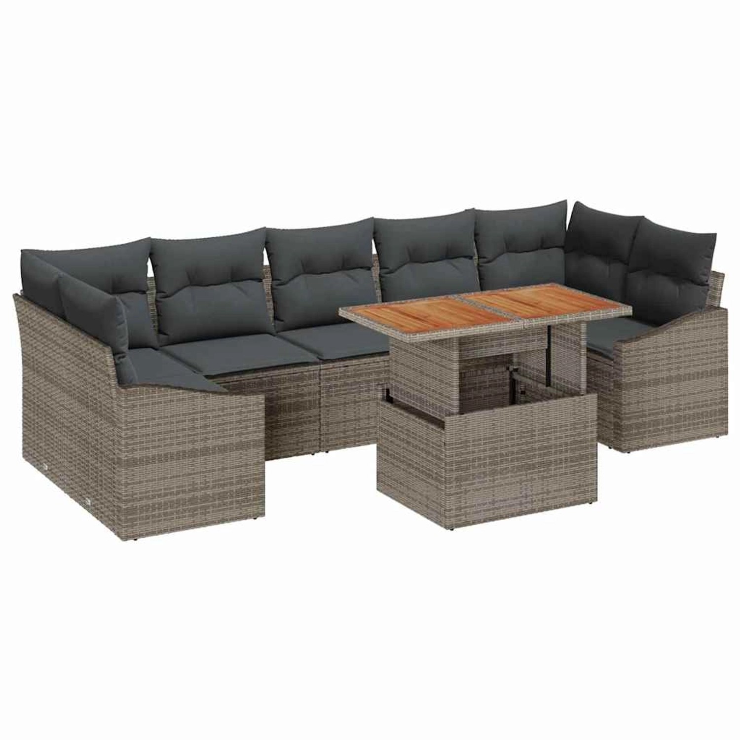 vidaXL Garten-Sofa-Set mit Kissen mit Speicher 8-Tlg Grau 3358540 günstig online kaufen