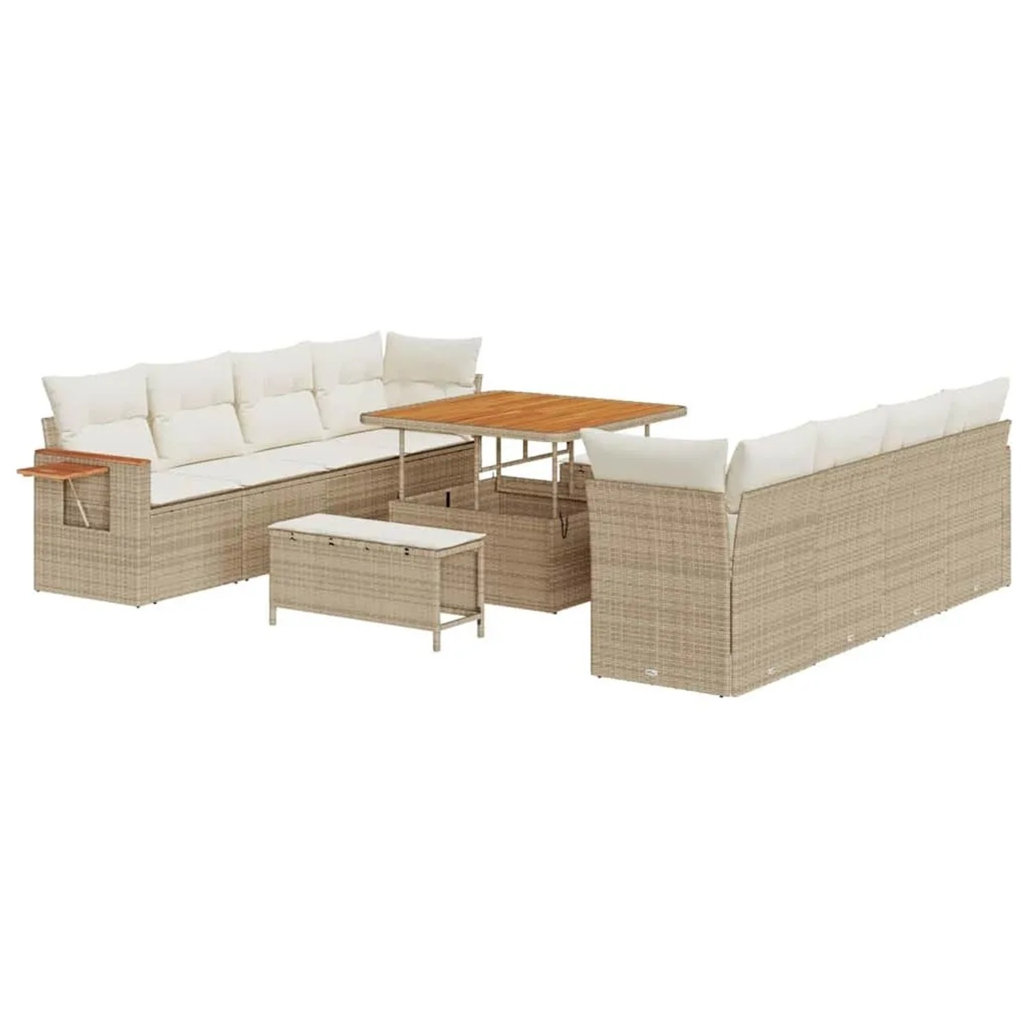 vidaXL Gartensofa-Set mit Kissen 12 Stk Beige und Creme Poly-Rattan 3365106 günstig online kaufen