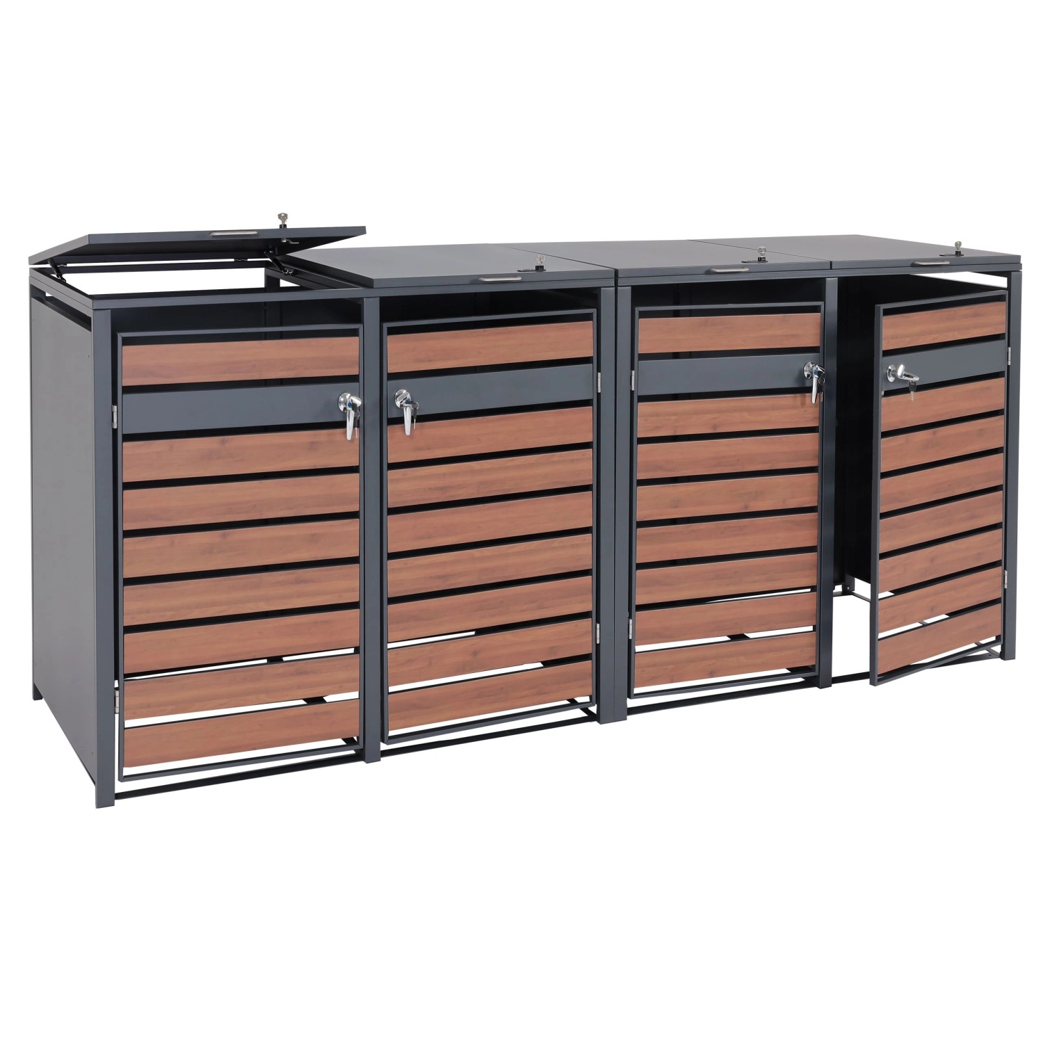 PROREGAL Mülltonnenbox 4er/8er XL 117x284x98cm Metall 118kg Anthrazit Kirsc günstig online kaufen