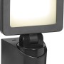 Schwarzer LED-Außenstrahler mit Sensor, flaches Design, neutralweißes Licht.