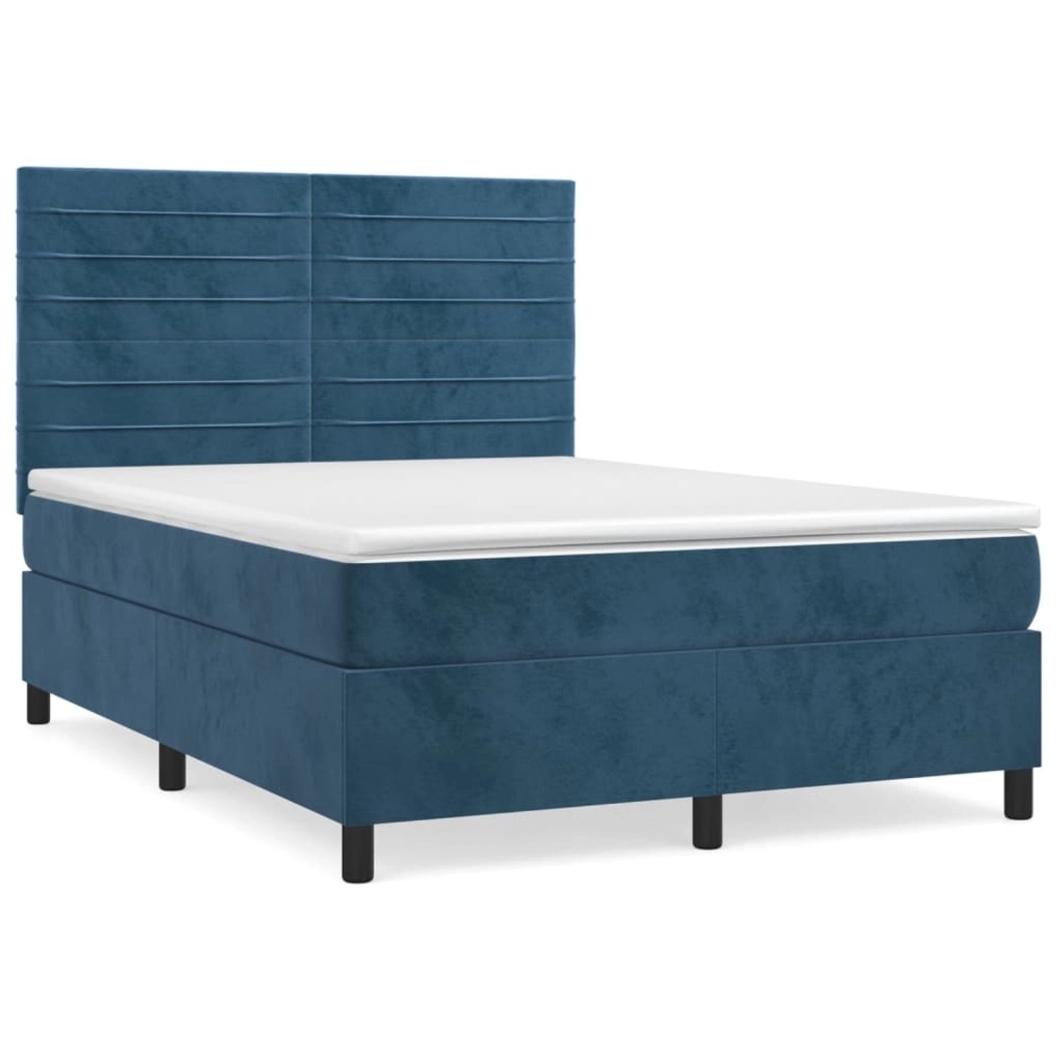 vidaXL Boxspringbett mit Matratze Dunkelblau 140x190 cm Samt 3143083 günstig online kaufen