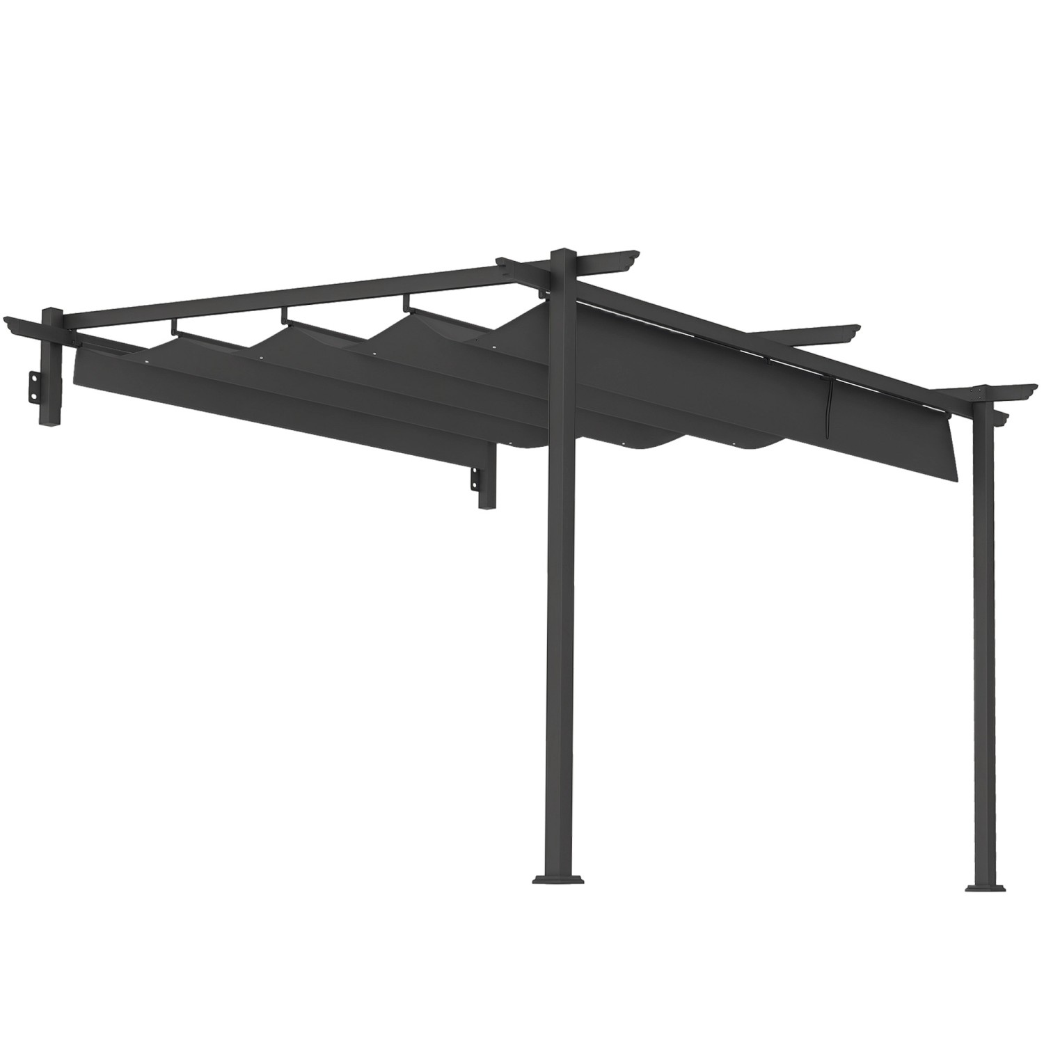 Outsunny Pergola Aluminium Polyester Dunkelgrau 297L x 297B x 200-230Hcm
