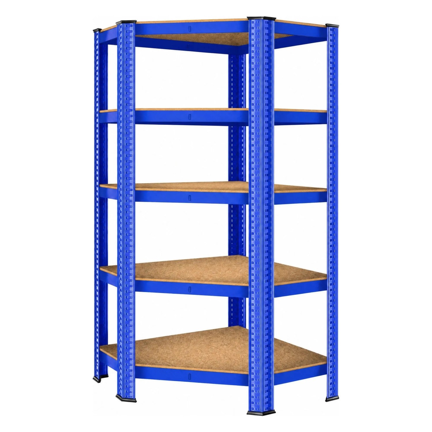 MASKO Eck Schwerlastregal Metall 875 kg 5 MDF Böden 180 x 75 x 40 cm Blau