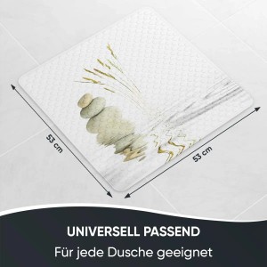 Sanilo Badematte Balance, 53x53 cm, mit Stein-Motiv für sicheren Halt in Dusche und Badewanne.