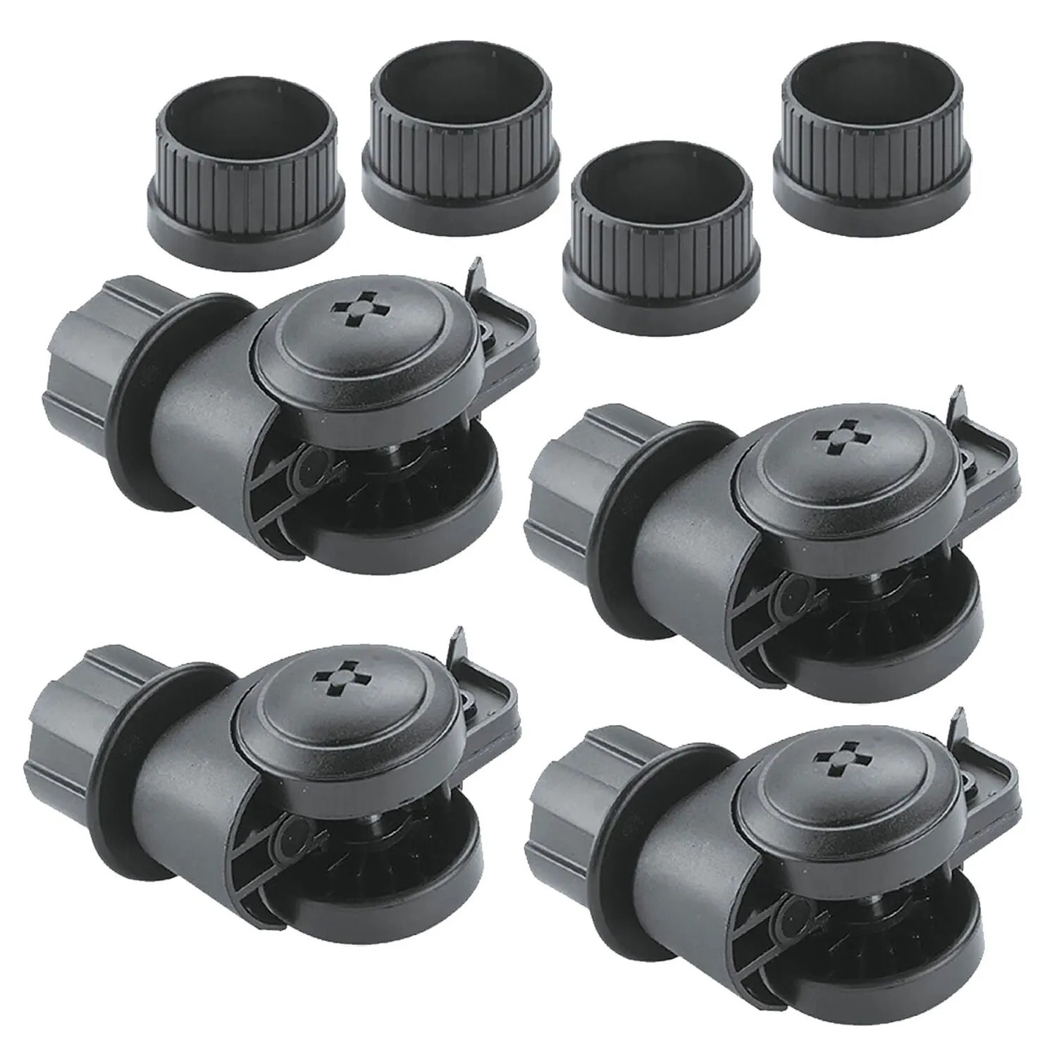 vasalat Set Camar Zoom Möbelrollen mit Bremse für Tischfuß Ø 60 mm Schwarz 4 Stück