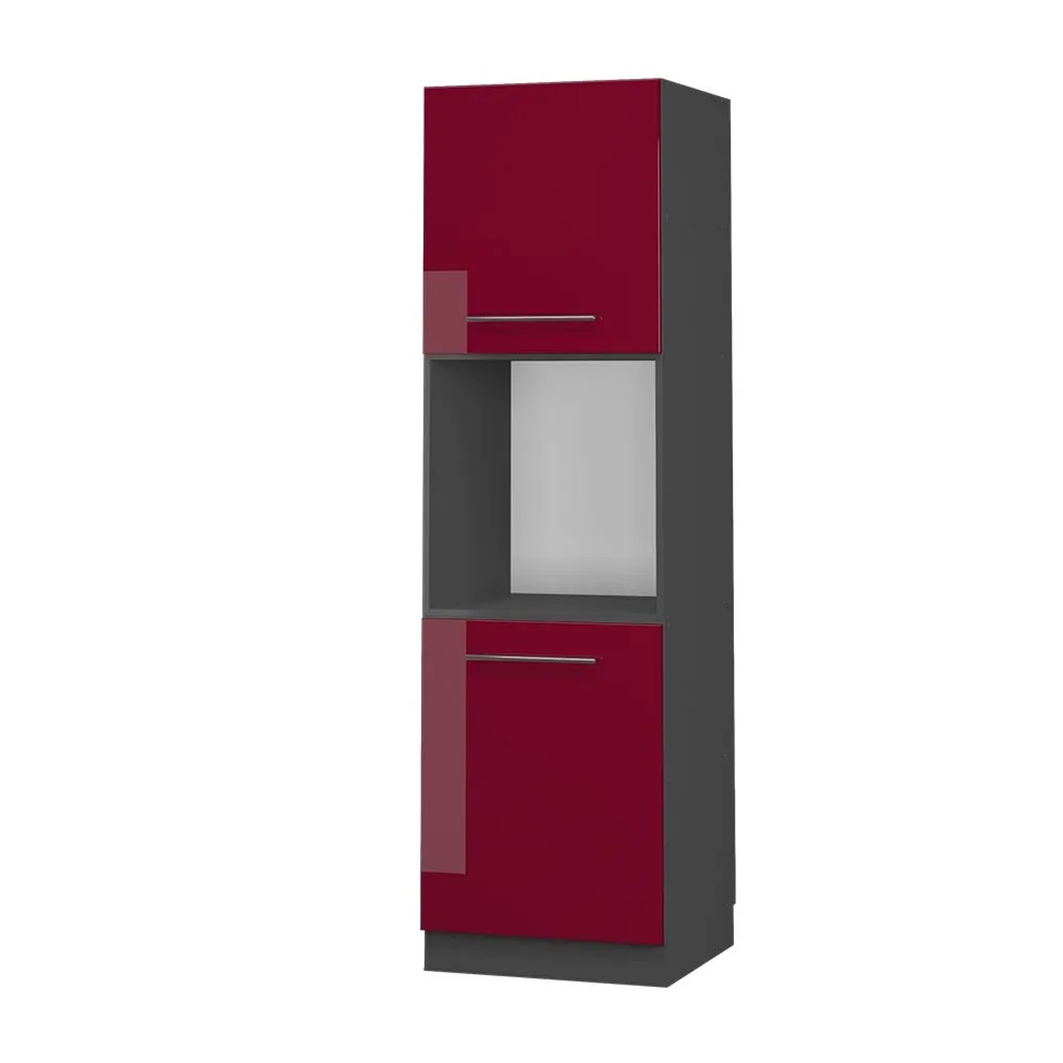Vicco Herdumbauschrank Fame-Line Bordeaux Hochglanz Anthrazit 60 cm Offen