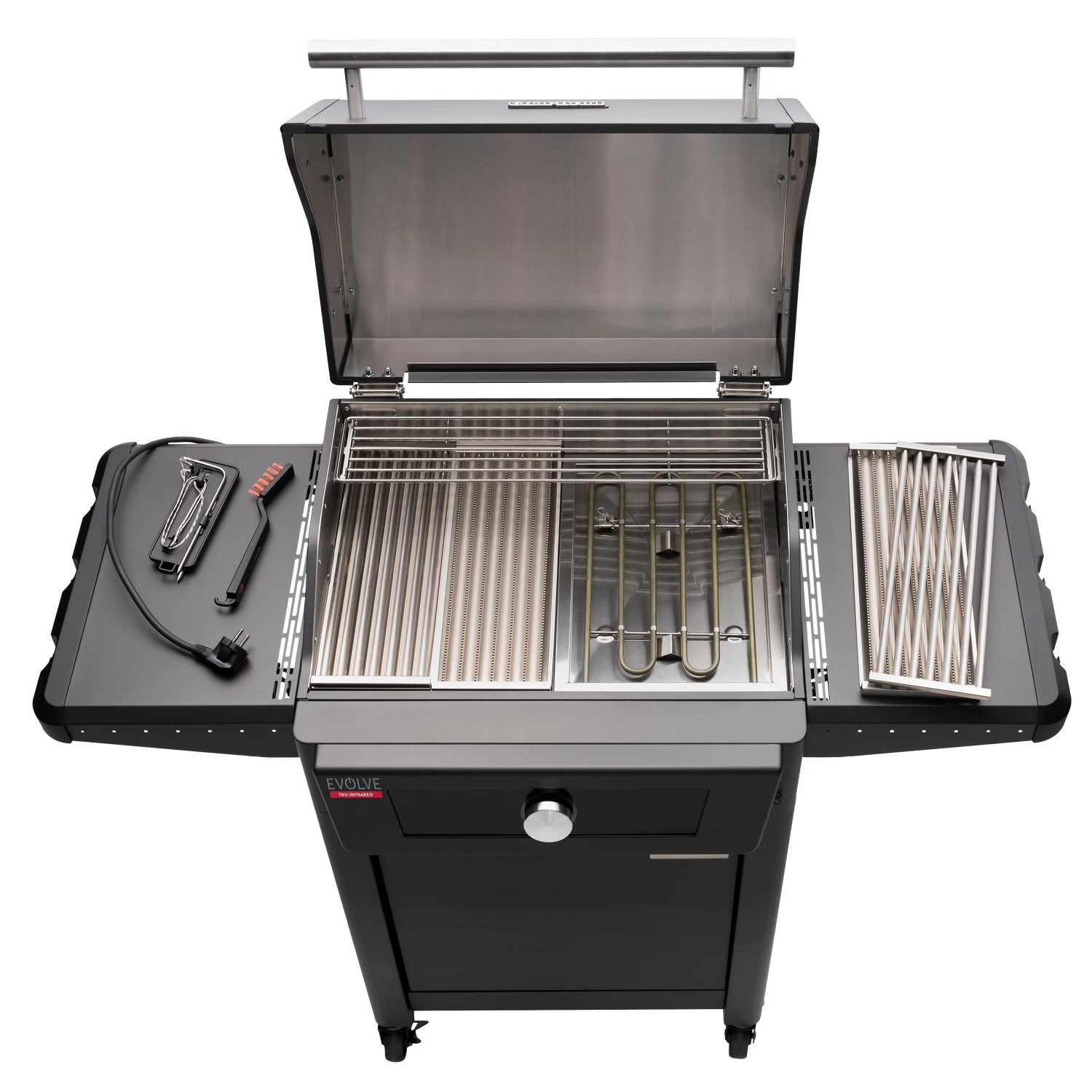 Char-Broil Evolve Elektrogrill mit Dualzone, App-Steuerung und TRU-Infrared Technologie, Grillroste aus Edelstahl.