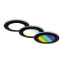 3er Set Briloner LED Einbaustrahler, dimmbar, RGB und CCT, schwarz, für Bad geeignet.