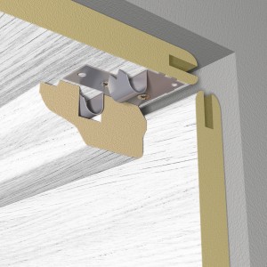Deckenabschlussleiste (260cm) in Weiß montiert, für saubere Paneel-Abschlüsse zur Decke.