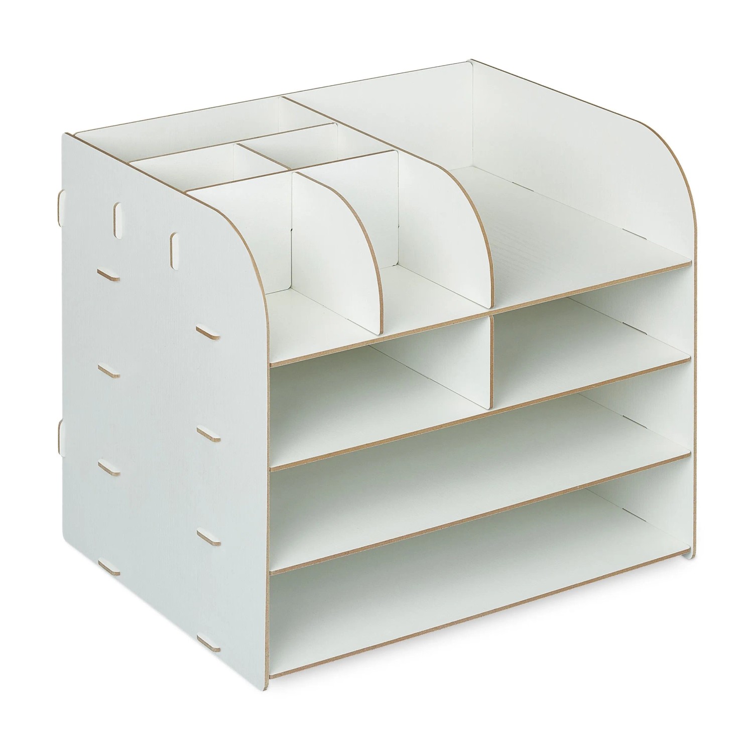 Relaxdays Schreibtisch Organizer MDF Weiß Mit 10 Fächern 27,5 cm x 32,5 cm x 25 cm 1,5 kg