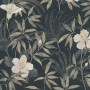 Vliestapete mit Blumen- und Dschungelmotiven in Braun und Grau. Dekorative Tapete mit leichter Struktur.