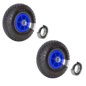 2er Set TRUTZHOLM Sackkarrenräder, Luftreifen 260x85mm, blaue Felge, versetzte Nabe, Kugellager.