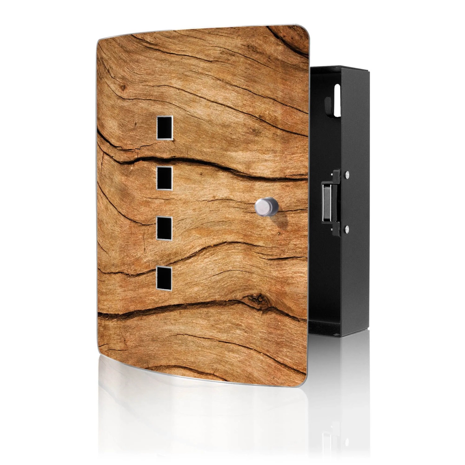 Banjado Design Schlüsselkasten Aus Edelstahl Für 10 Schlüssel 24x21,5x7cm Mit Magnetverschluss Motiv Trockenes Holz