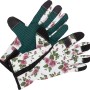 Gartenhandschuhe mit Blumenmuster, Größe 8, genoppte Handfläche für sicheren Halt.
