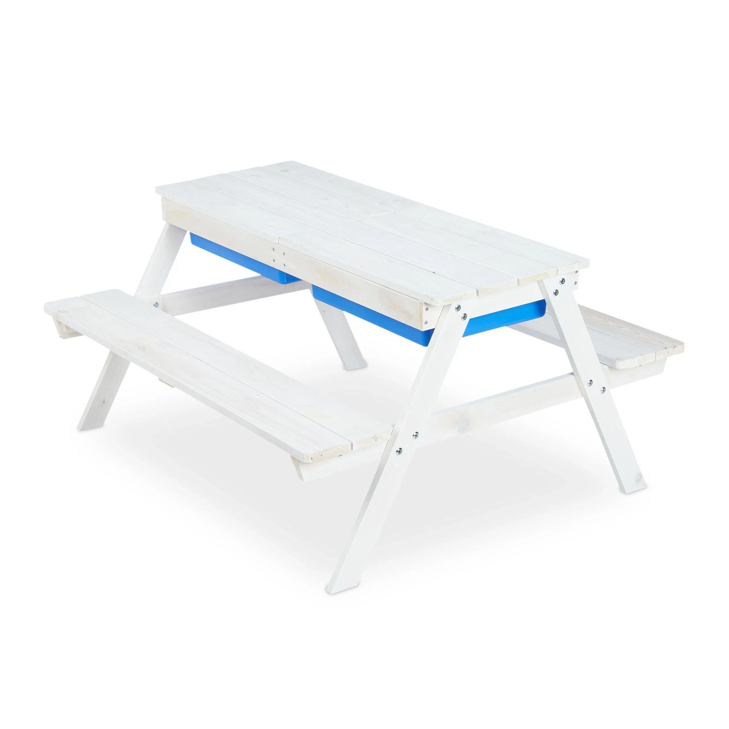 Relaxdays Kindersitzgruppe Holz Weiß mit Wannen 50 cm x 89 cm x 85 cm 7,4 kg