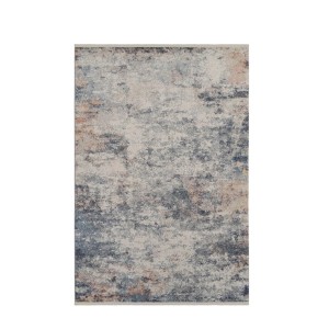 Vercai Rugs Teppich Savannah 160x230 cm. Dunkelblau-graues abstraktes Muster, Polyester, waschbar, rutschhemmend.