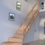 Gewendelte Treppe Lindos Eiche rechts mit Holz-Edelstahl-Geländer und Setzstufen, 100 cm breit.
