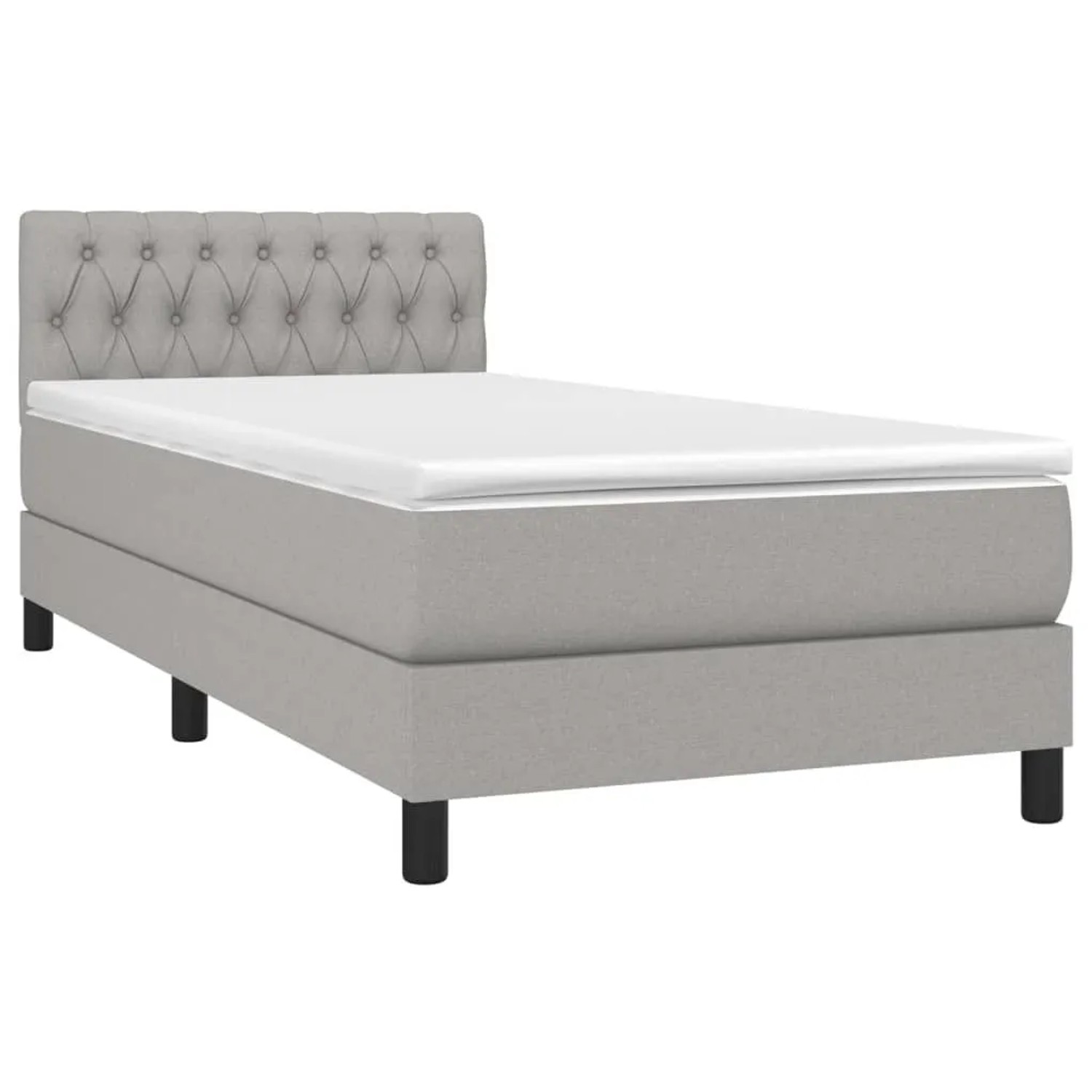 vidaXL Boxspringbett mit Matratze & LED Hellgrau 90x190 cm Stoff 3133357 günstig online kaufen