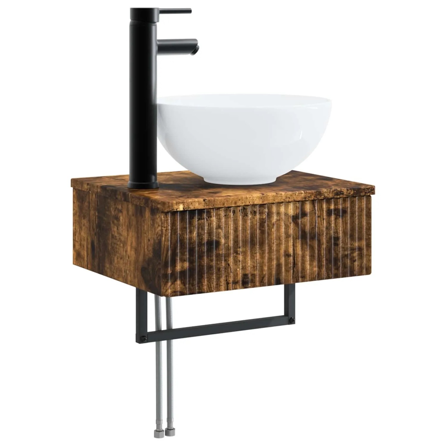 vidaXL Wandmontiertes Waschbecken Geräucherte Eiche 40 x 35 x 39 cm 890173