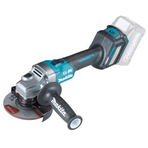 Makita Akku-Winkelschleifer GA023GZ 40V mit Schleifscheibe und Zusatzhandgriff.