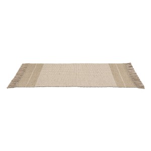 Beige Wenko Badematte Pica (50x80 cm) aus Naturfasern mit Fransen.
