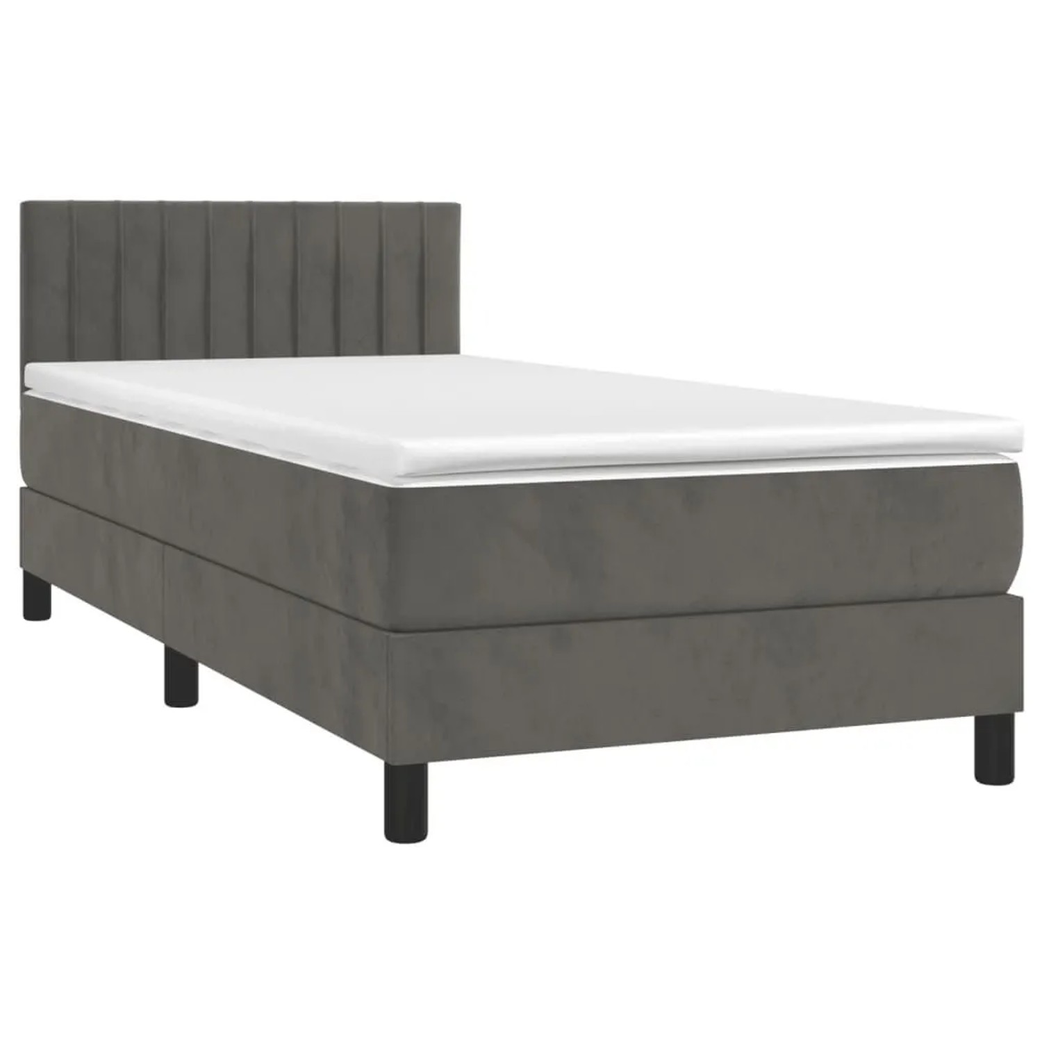 vidaXL Boxspringbett mit Matratze & LED Dunkelgrau 100x200 cm Samt 3134508 günstig online kaufen