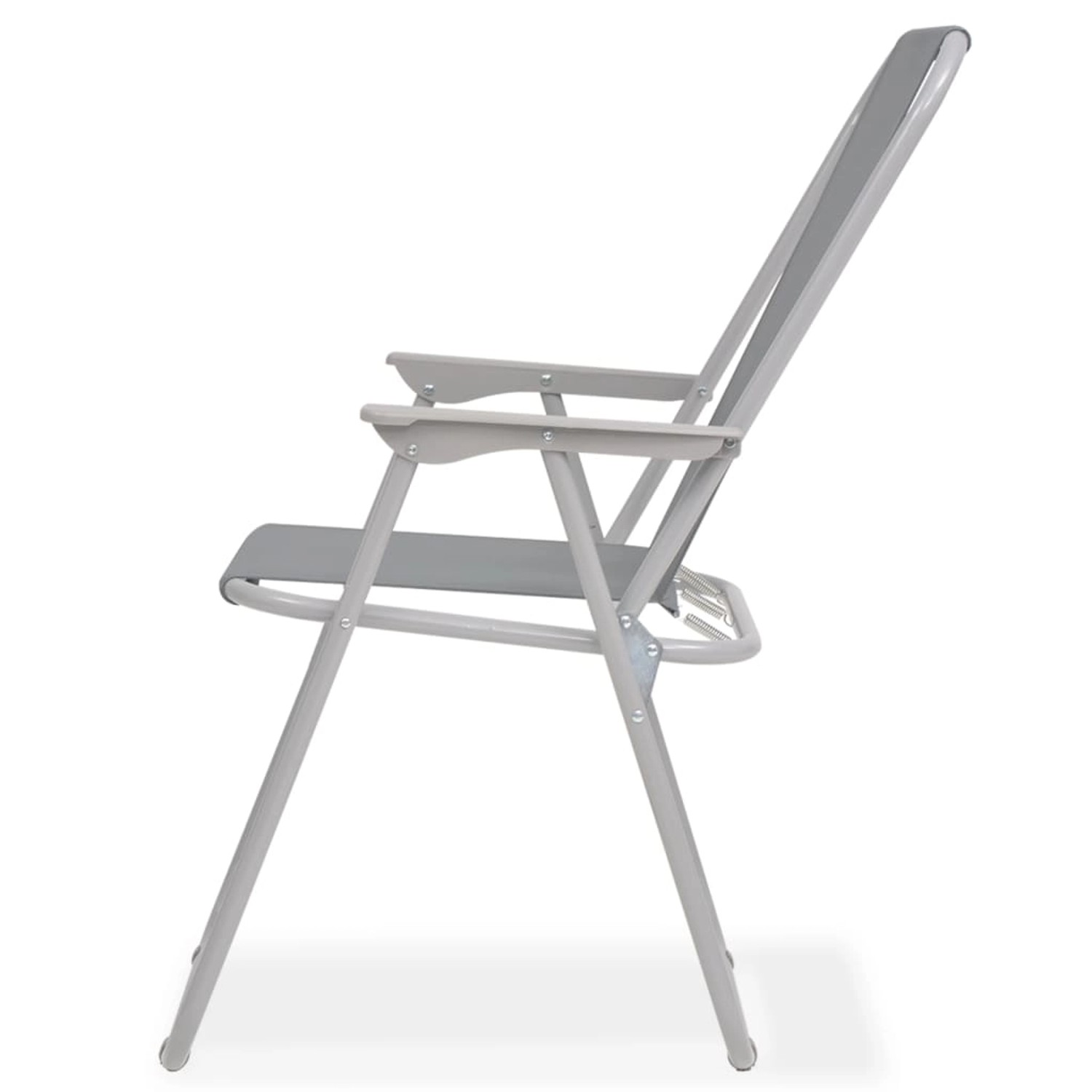 Grauer Gartenstuhl aus Stahl und Textilene, Teil der 8-tlg. vidaXL Essgruppe.