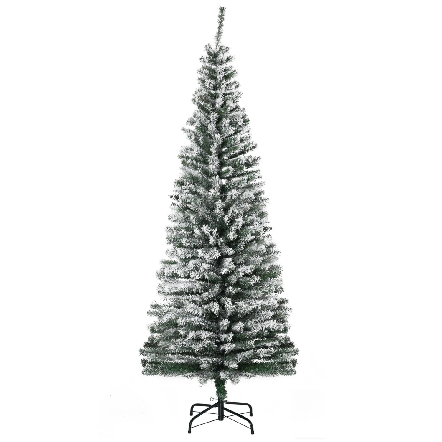 HOMCOM Weihnachtsbaum mit Kunstschnee Kunststoff Stahl 60 x 180H cm