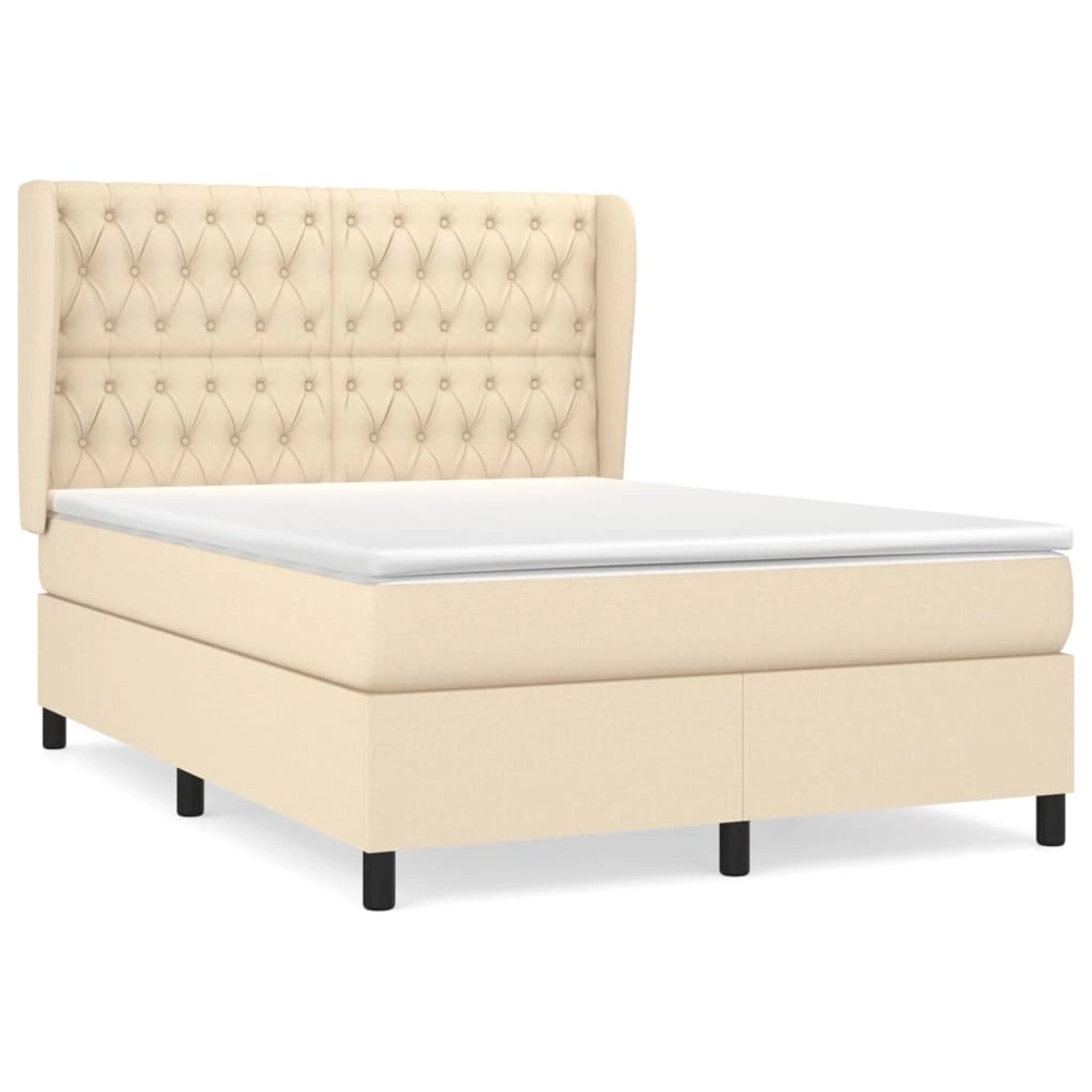 Vidaxl Boxspringbett Mit Matratze Creme 140x200 Cm Stoff günstig online kaufen