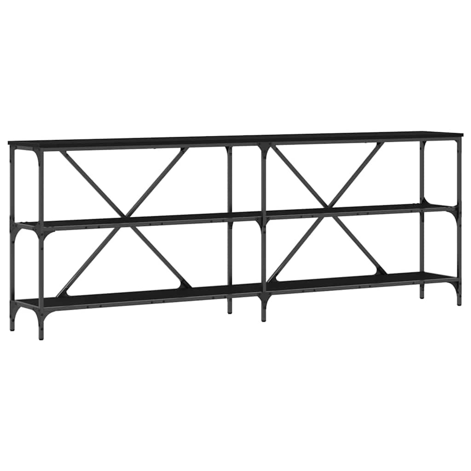 vidaXL Konsolentisch mit Regal Schwarz Eichen-Optik 200 x 30 x 75 cm 863447 günstig online kaufen