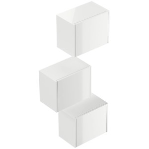 Posseik Badschrank-Set Limes, 3-teilig, Weiß Hochglanz für variable Montage im Badezimmer.