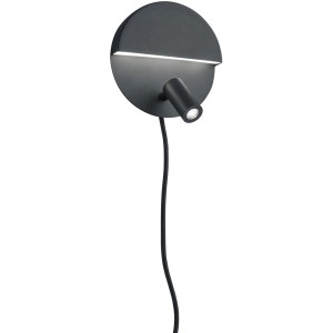 Schwarze, matte Trio LED Wandleuchte Mario mit zwei getrennt schaltbaren Lichtquellen.