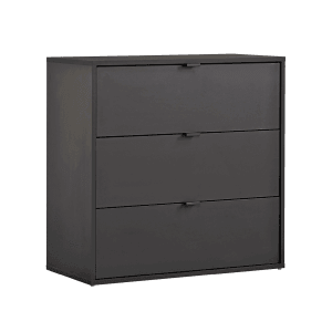 Anthrazitfarbene mokebo Kommode mit 3 Schubladen. Stilvolles Sideboard für Wohn- und Schlafräume.