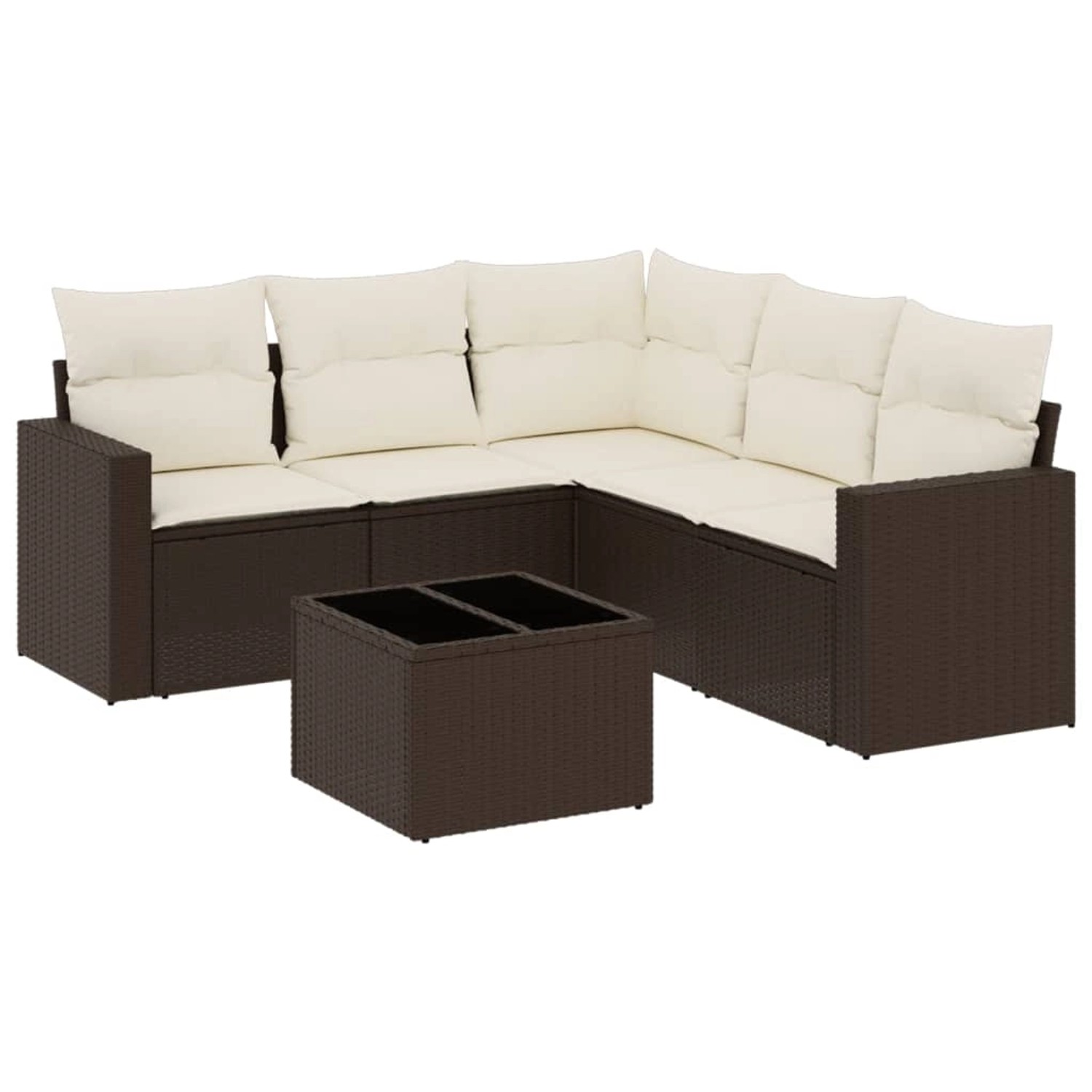 vidaXL 6-Tlg Garten-Sofagarnitur mit Kissen Braun Poly Rattan 3218953 günstig online kaufen