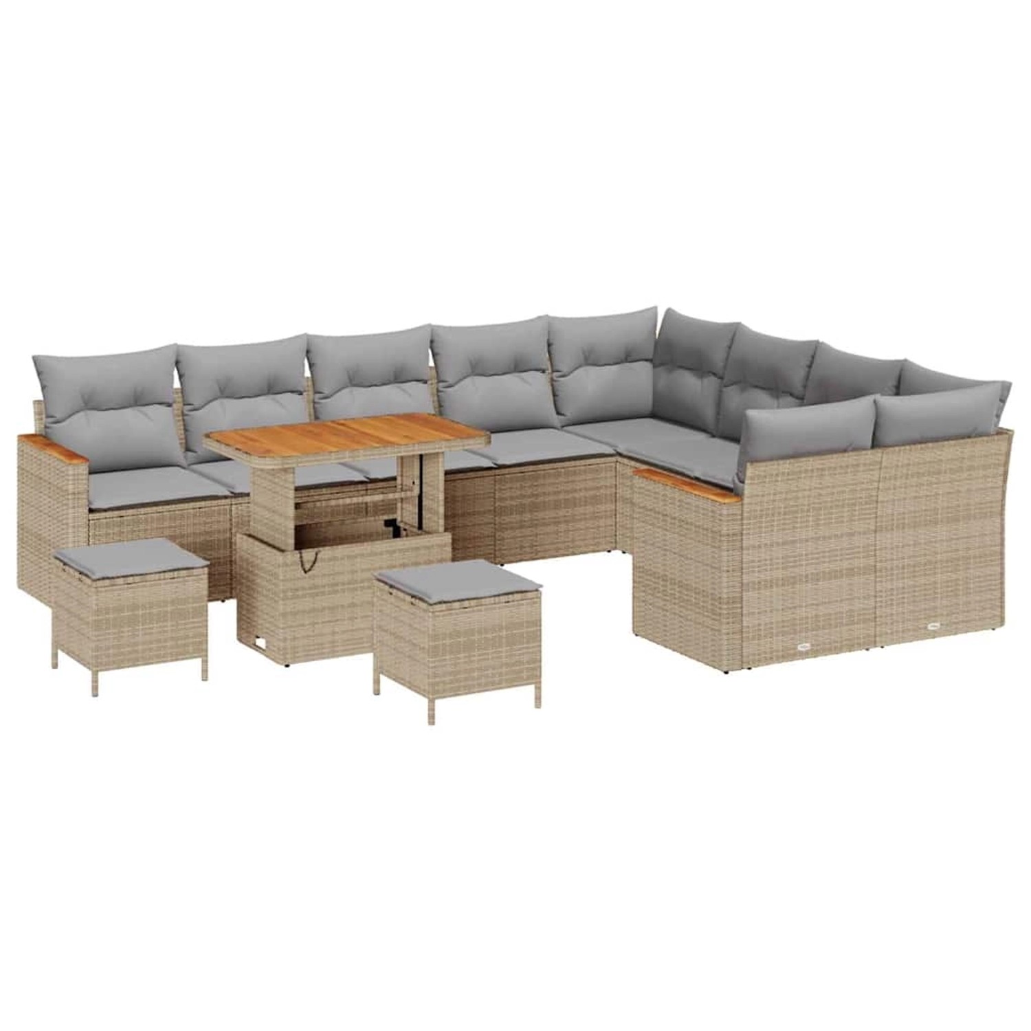 vidaXL Garten-Sofa-Set mit Kissen 12-Tlg Beige Poly Rattan 3363087 günstig online kaufen