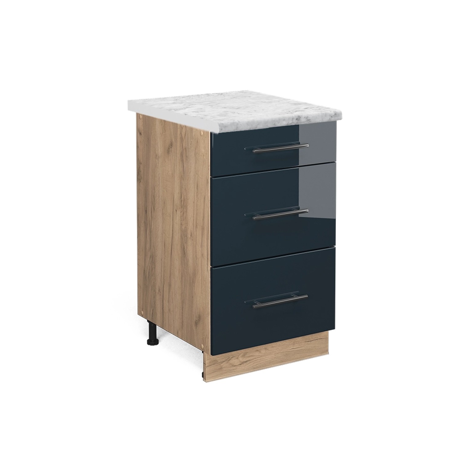 Vicco Küchenunterschrank Fame-Line Dunkelblau Hochglanz/Goldkraft Eiche 50 günstig online kaufen