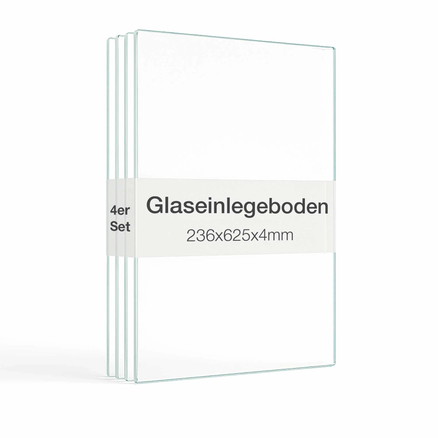 K-Möbel Glasboden-Erweiterungsset für 2-Türige Standvitrine 4er Set ESG-Glas 62,7 x 23,7 cm inkl. Bodenträger