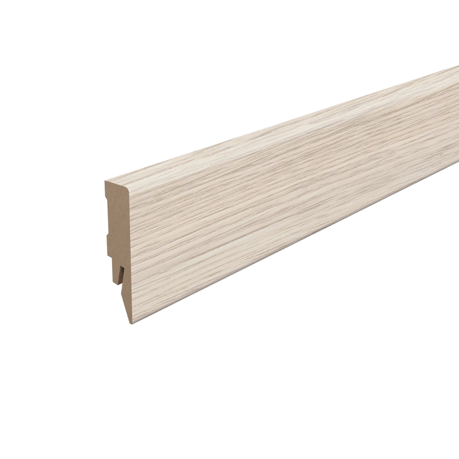 Egger Sockelleiste L547 Kubisch für Fußboden Monfort 6 cm Eiche Weiß günstig online kaufen