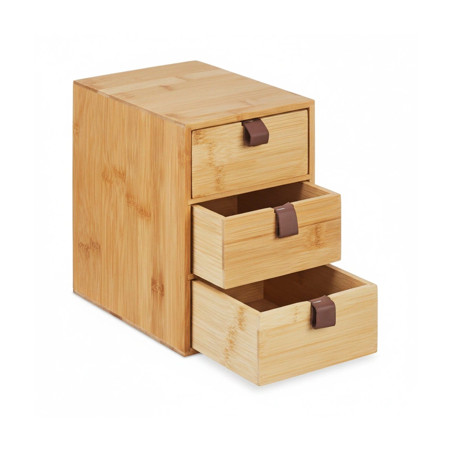 Relaxdays Schreibtisch Organizer Bambus Natur Mit 3 Schubladen 21 cm x 15 cm x 20 cm 1,5 kg