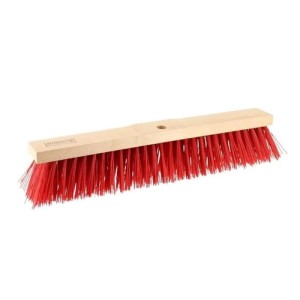 Galaflor Straßenbesen 50 cm, roter Holzkörper, starke Elaston Borsten für groben Schmutz.