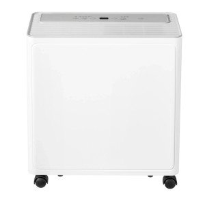 Weißer Comfee Luftentfeuchter MDDA-30DEN7-SD mit Rollen und digitalem Display.
